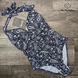 First Way Halter Paisley One Piece Swimsuit Size S